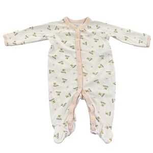 Ralph Lauren Baby Girl Size 3m Pale Pink Snap Footie with Bear Print all over
